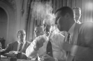 GOP Politicians Gather in Smoke-Filled Backrooms (Black and White)