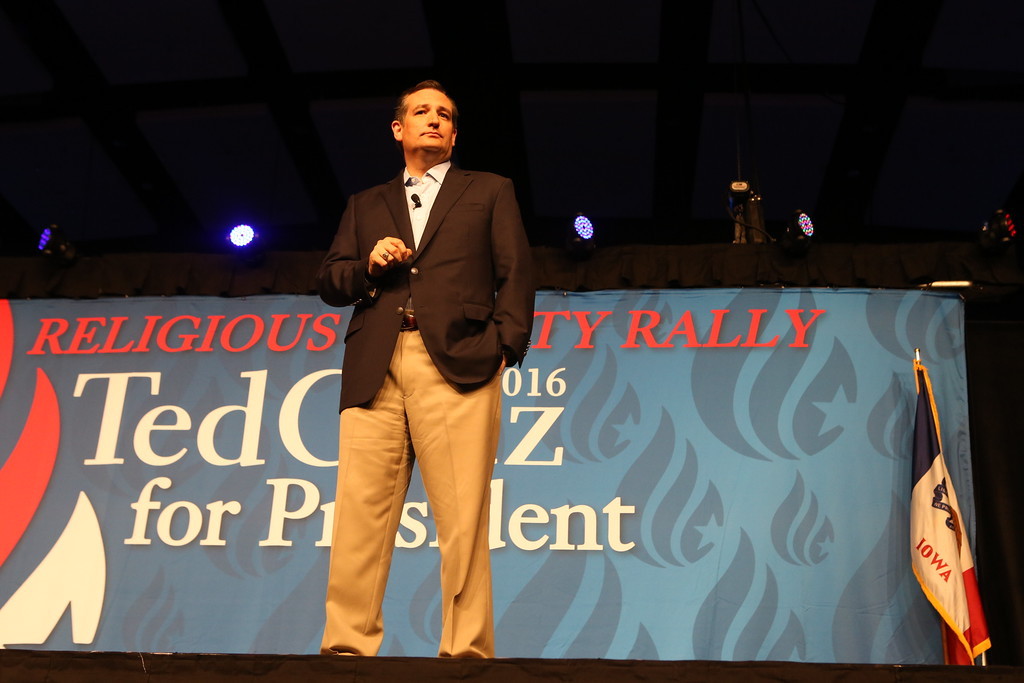 U.S. Senator Ted Cruz (R-TX) speaks at his rally for religious liberty on 8/21/15 in Des Moines.Photo credit: Dave Davidson (Prezography.com)