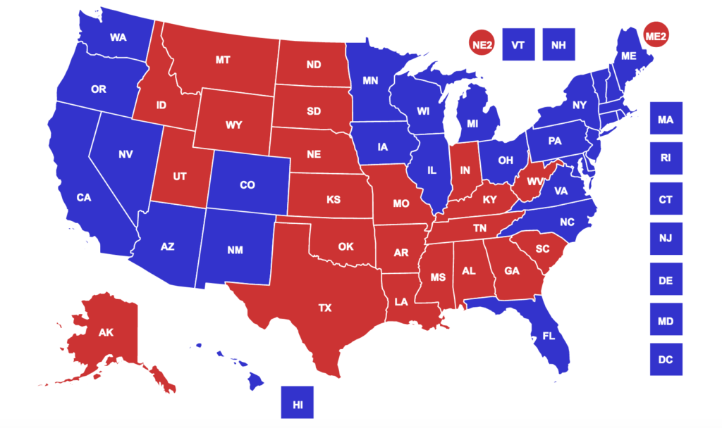 2016 Map Of Us For Whos Won Each State In Politicks - Map